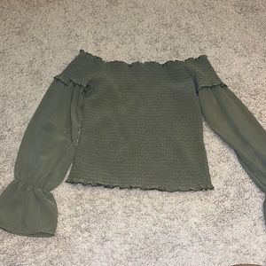 Never worn Bar III off the shoulder top with mesh sleeves!